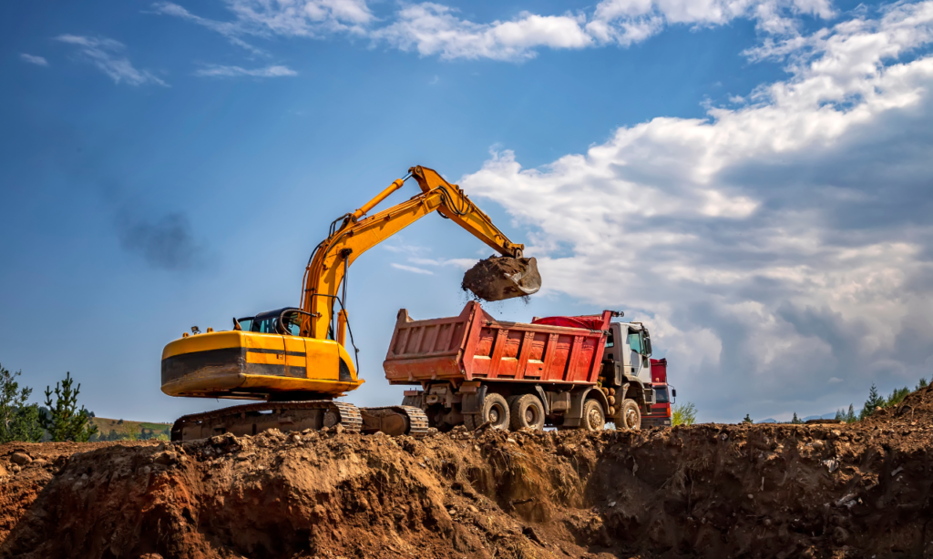 ショベルカーとダンプカー
